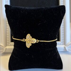 Gold Bee Charm Bracelet Adjustable OS Fit All